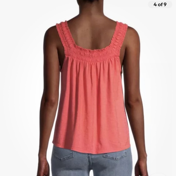 Time and Tru Women’s Smocked Strap Coral Tank Top Size Small … - Picture 4 of 9